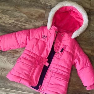 OshKosh B’gosh Pink and Faux Fur Puffer Coat Size 12 Months